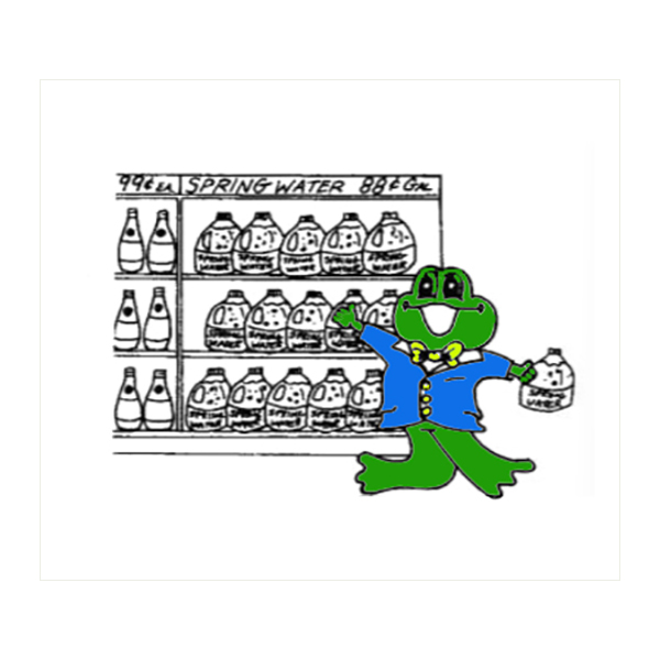 F.A.Q. 13 Cartoon frog promoting spring water